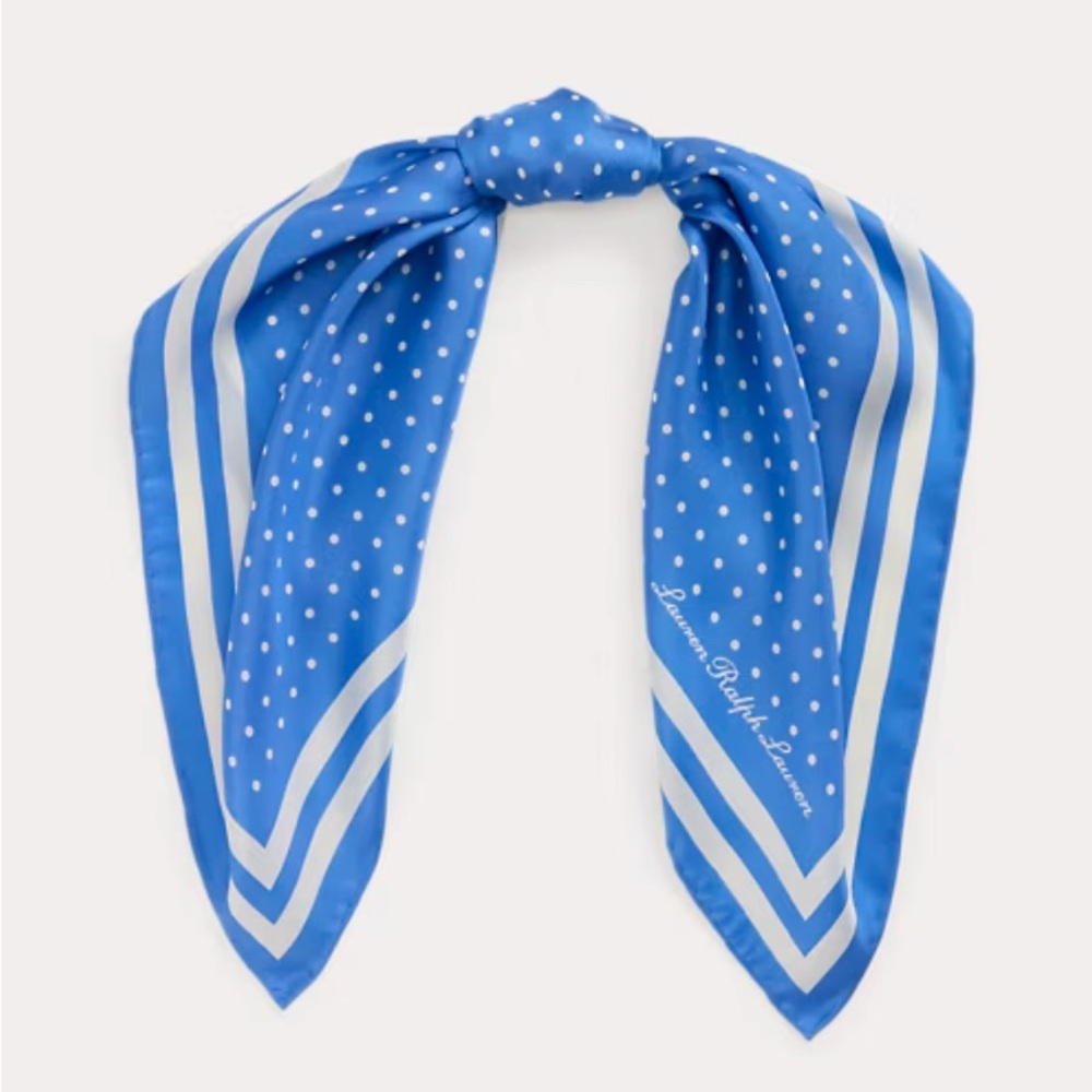 Lauren Ralph Lauren Cream/Navy Polka Dot Silk Scarf